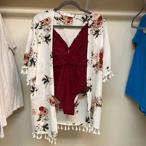 One piece swimsuit and cover